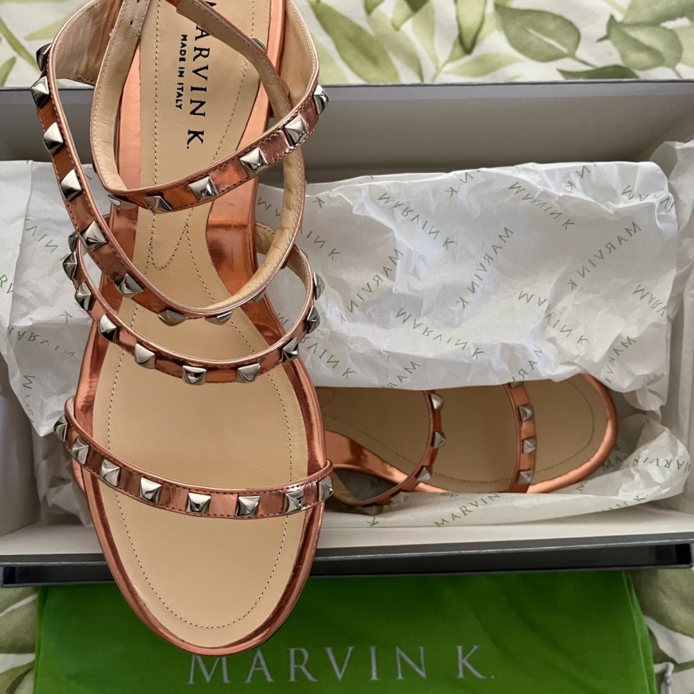 Marvin K - NWT Rose Gold Maggie Adams Studded Women's Sandals